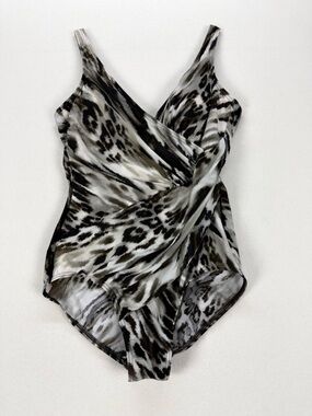 Miraclesuit Tummy Control One Piece Swimsuit Animal Print Wrap Slimming Shaping